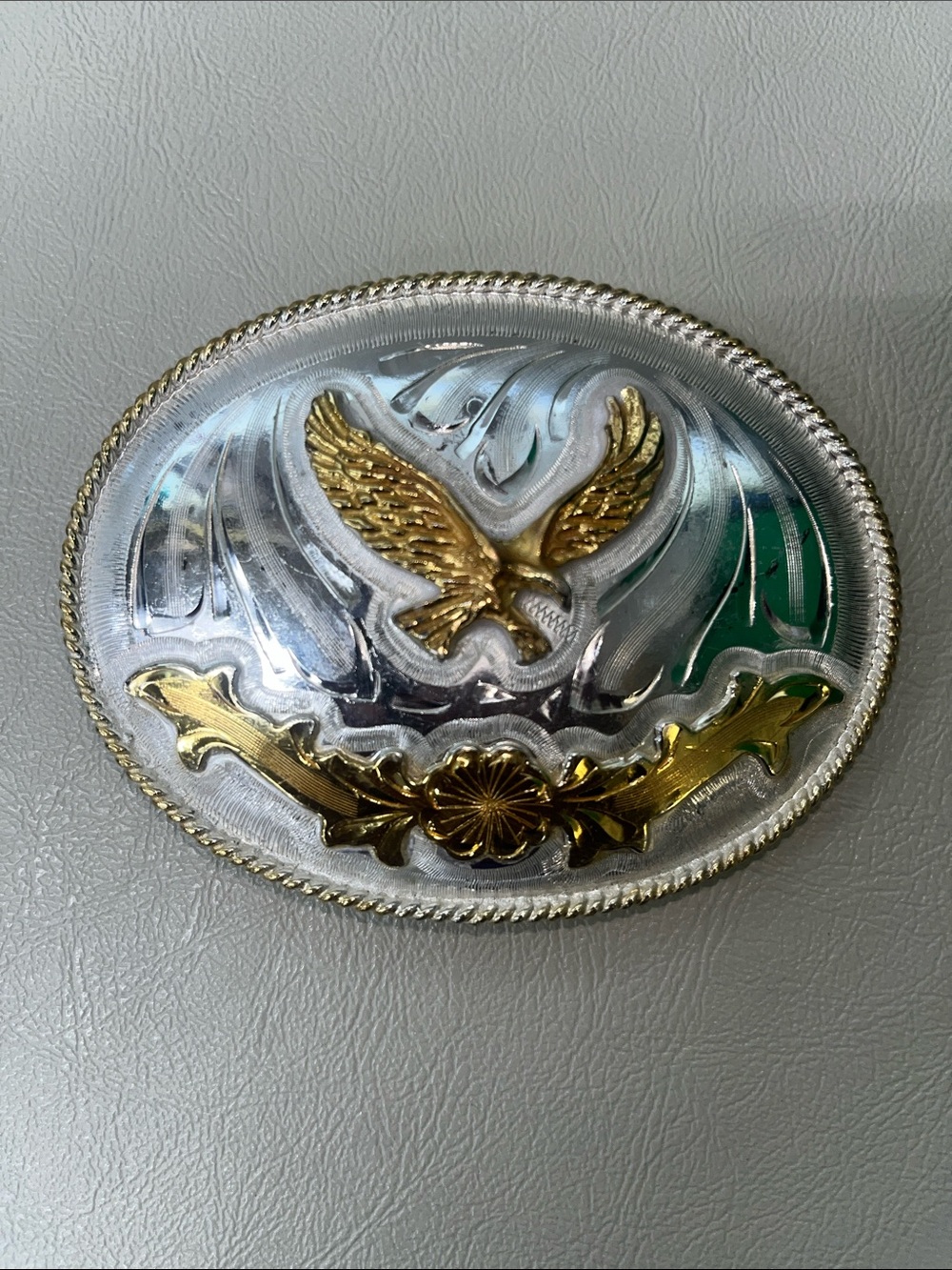 Alpaca Gold & Silver-toned Eagle Belt Buckle